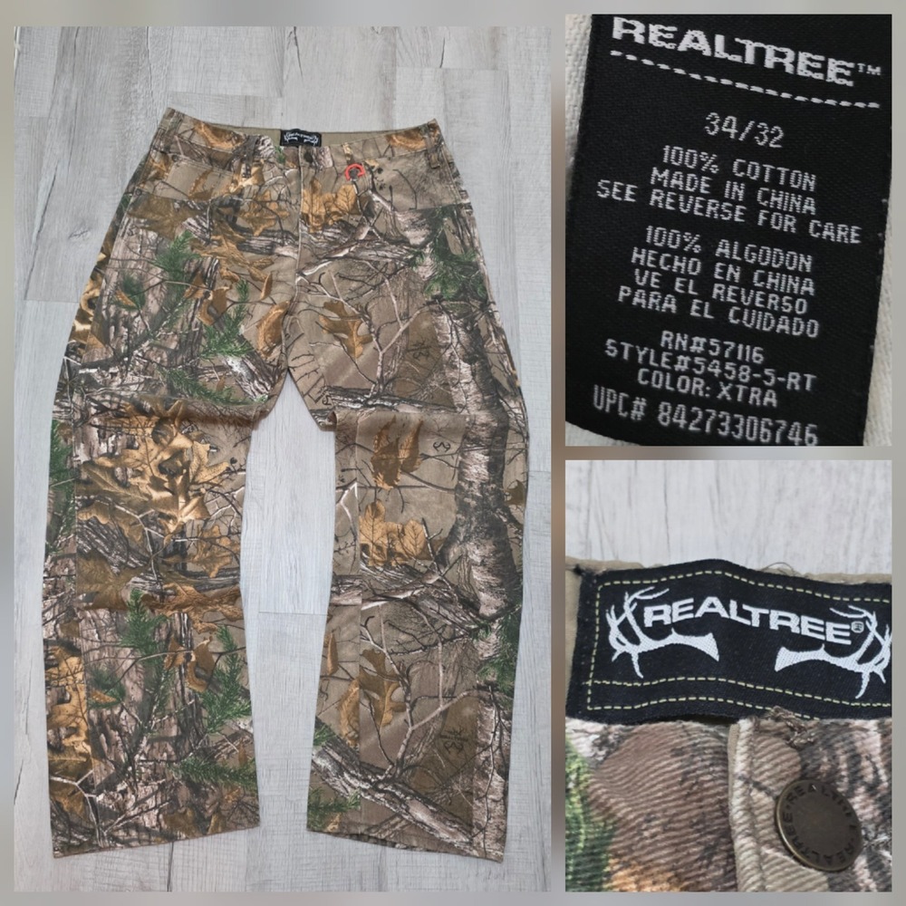 Realtree Xtra Camo Pants Men's 34x32 Cotton Hunting Fishing Workwear 5458-5-RT